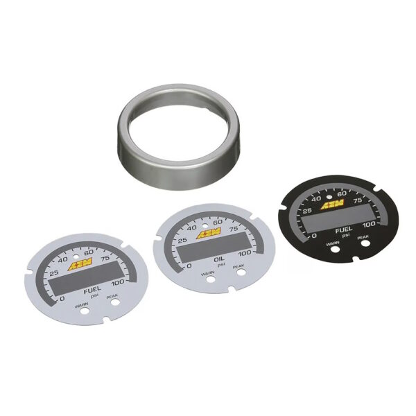 AEM X-Series 2 1/16" Oil Or Fuel Pressure Gauge Faceplate Accessory Kit, Black & White - Image 2