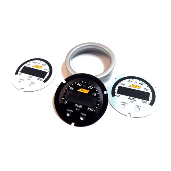 AEM X-Series 2 1/16" Oil Or Fuel Pressure Gauge Faceplate Accessory Kit, Black & White - Image 3
