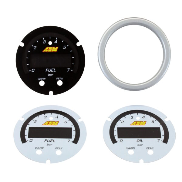 AEM X-Series 2 1/16" Oil Or Fuel Pressure Gauge Faceplate Accessory Kit, Black & White - Image 4