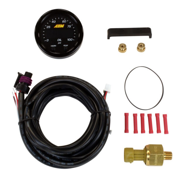 AEM X-Series 2 1/16" Oil Or Fuel Pressure Gauge Kit, 100PSI / 7BAR, Black - Image 5