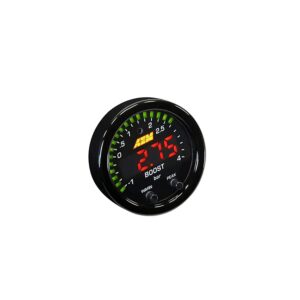 AEM X-Series Boost Pressure Gauge -30~60psi / -1~4bar. Black Bezel & Black Faceplate