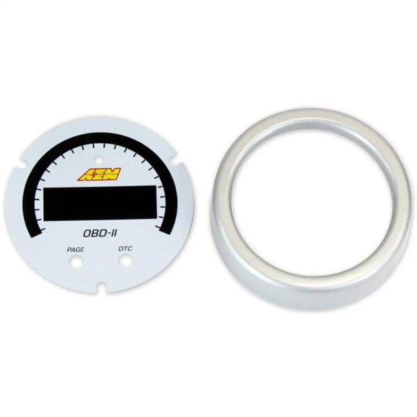 AEM X-Series OBDII Gauge Accessory Kit. Silver Bezel & White Faceplate
