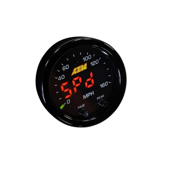AEM X-Series GPS Speedometer Gauge 0~160mph / 0~240kph. Black Bezel & Black Faceplate