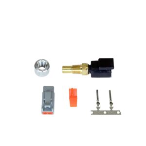 AEM Fluid Temperature Sensor DTM-Style Kit. Includes 1/8" NPT Temperature Sensor with High Performance DTM-Style Connector, Aluminum Bung, Connector & Pins