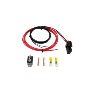 AEM 20 Amp Relay Wiring Kit. Includes 20 Amp Circuit Breaker(Auto reset, splash and dustproof), 30 Amp Relay, 80" 12 gauge Mini-Harness, Terminals & Connectors