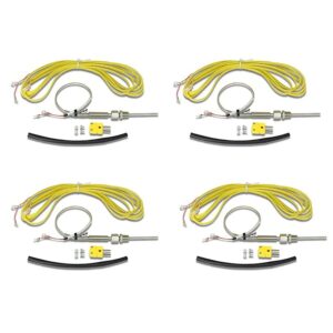AEM QTY 4 K-Type Closed Tip Thermocouples, Inconel sheaths, 1/8" NPT compression fittings.