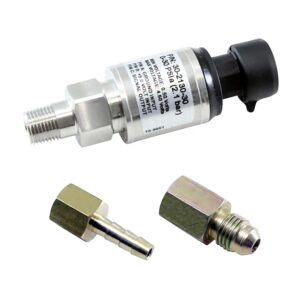 AEM 30 PSIa or 2 Bar Stainless Sensor Kit. Stainless Steel Sensor Body. 1/8" NPT Male Thread. Includes: 30 PSIa or 2 Bar Stainless Sensor, Connector, Pins, 1/8" NPT to -4 Adapter & 1/8" NPT to 3/16" Barb Adapter