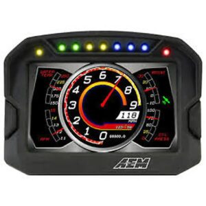 AEM Digital Dash Display, CD-5L logging, non-GPS racing dash, CAN input only, 5-inch diagonal screen, carbon fiber enclosure, wiring harness included