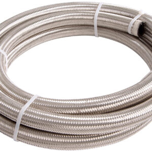 Aeroflow 100 Series Silver Stainless Steel Braided Hose -6AN, 15M