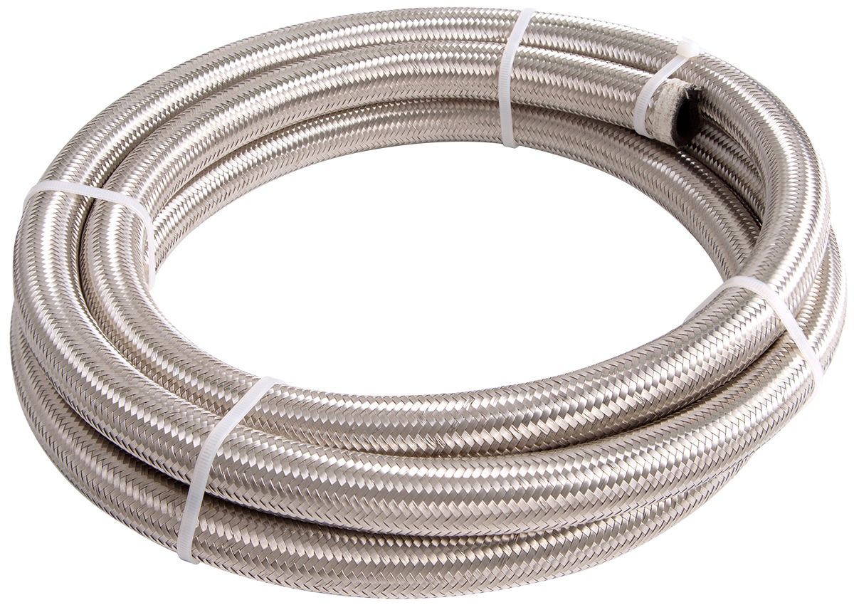 AEROFLOW SS BRAIDED HOSE -12AN 30 METRESILVER S/S 17.4mm ID 23.9mm OD