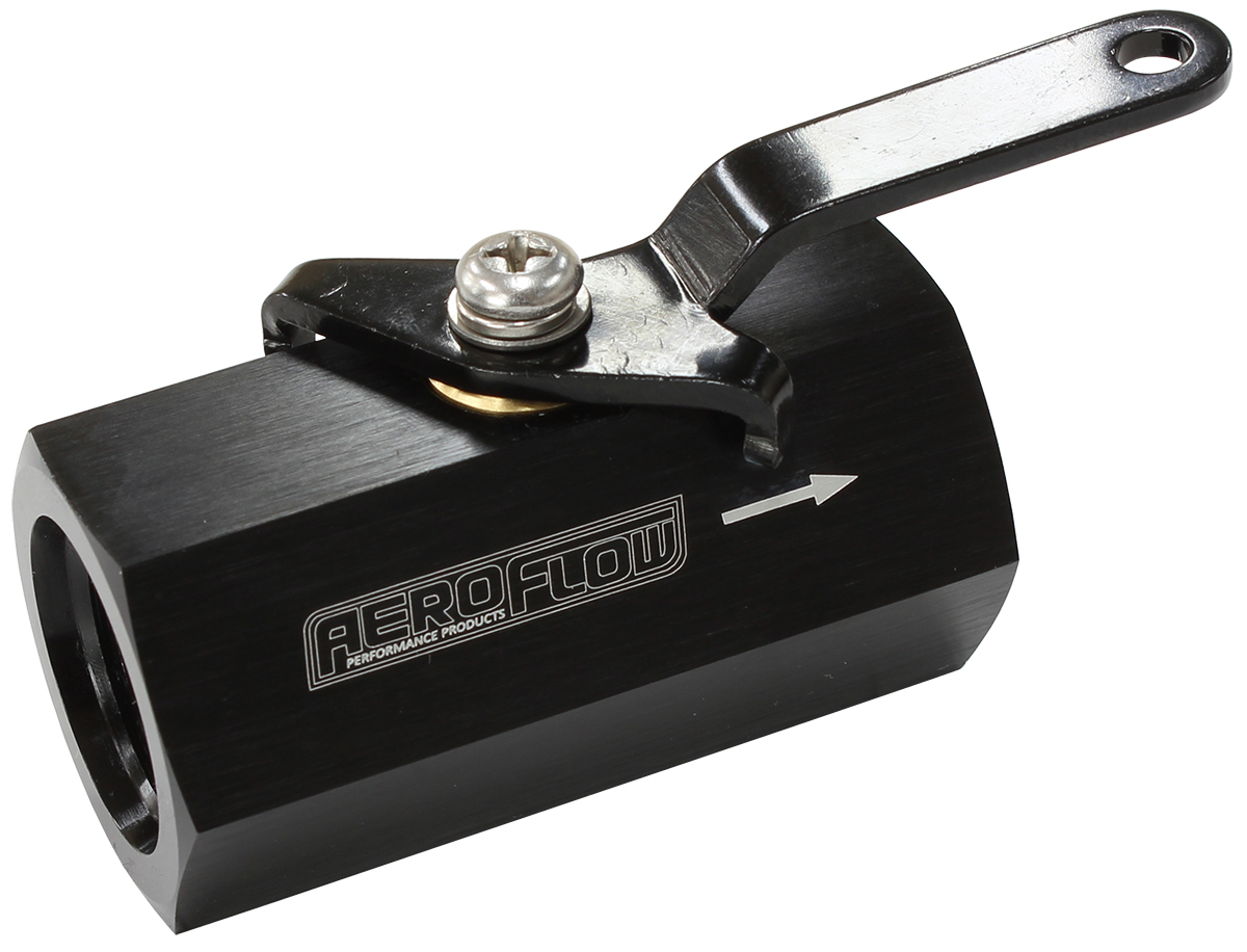 AEROFLOW SHUT OFF VALVE -10ORB BLACK FEMALE -10ORB PORTS