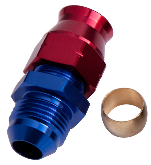 Aeroflow 3/8" Hard Line To -6AN Male Adapter Blue W/ Olive