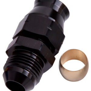 Aeroflow 3/8" Hard Line To -6AN Male Adapter Black W/ Olive