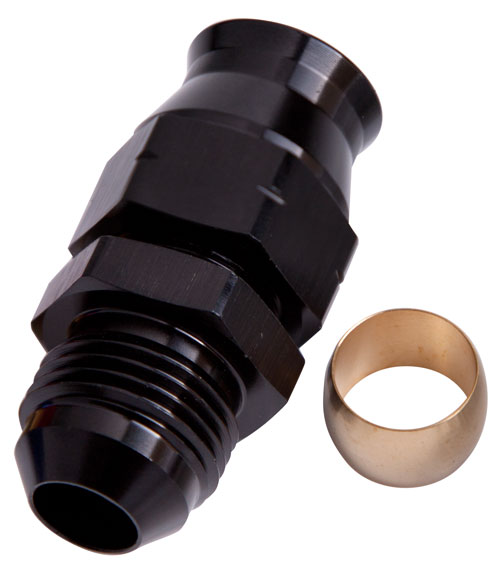 Aeroflow 3/8" Hard Line To -6AN Male Adapter Black W/ Olive