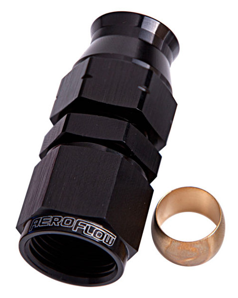 Aeroflow 1/4" Hard Line To -4AN Female Adapter Black W/ Olive