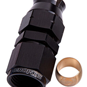 Aeroflow 3/8" Hard Line To -6AN Female Adapter Black W/ Olive