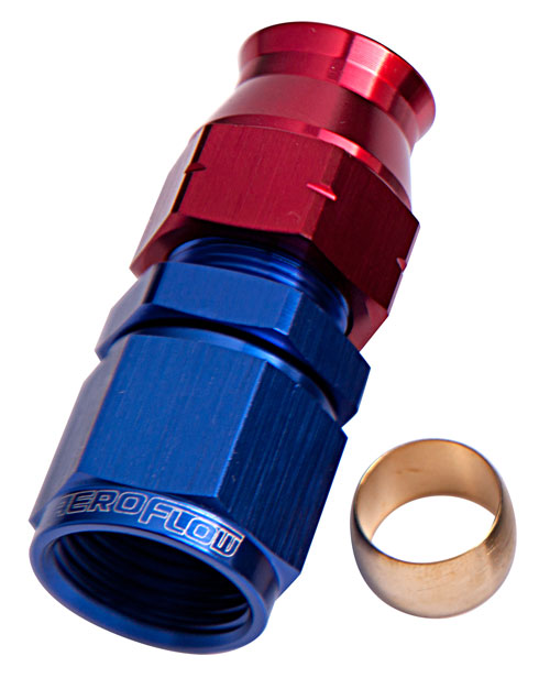 Aeroflow 1/2" Hard Line To -8AN Female Adapter Blue W/ Olive