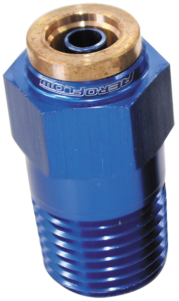 AEROFLOW 1/8" NPT STRAIGHT TO 1/4" 120 SERIES NYLON BLUE FITTING
