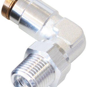 AEROFLOW 1/8" NPT 90 DEGREE TO 3/16" 120 SERIES NYLON SILVE FITTING