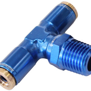 AEROFLOW 1/4" NPT TEE TO 2 X 1/4" 120 SERIES NYLON BLUE FITTING