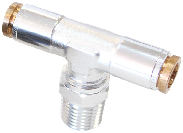 AEROFLOW 1/4" NPT TEE TO 2 X 1/4" 120 SERIES NYLON SILVER FITTING