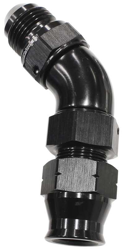 Aeroflow 1/4" Hard Line To -4AN 45 Degmale AN Adapter Black W/Olive