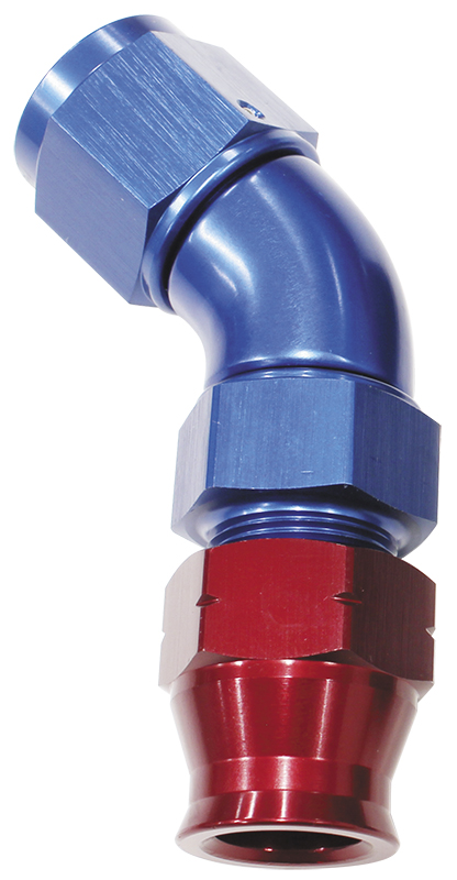 Aeroflow 1/4" Tube 45 Deg Female -4AN Blue Swivel Nut With Olive