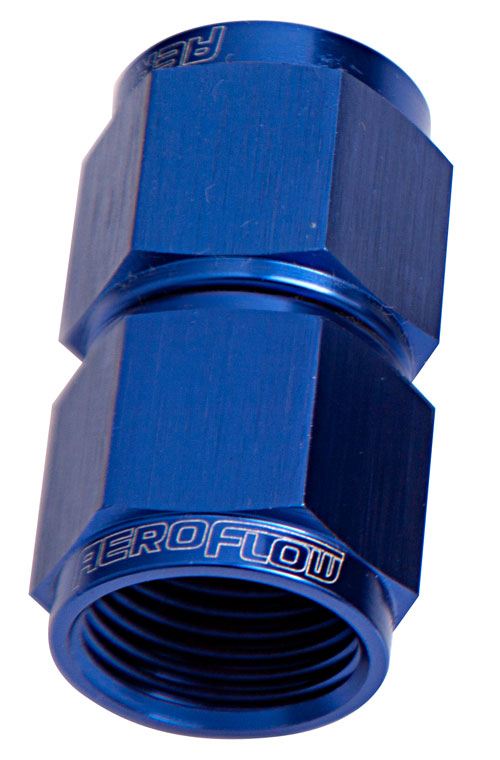Aeroflow Straight Female Flare -6AN Blue Swivel Coupler