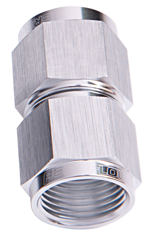 Aeroflow Straight Female Flare -6AN Silver Swivel Coupler