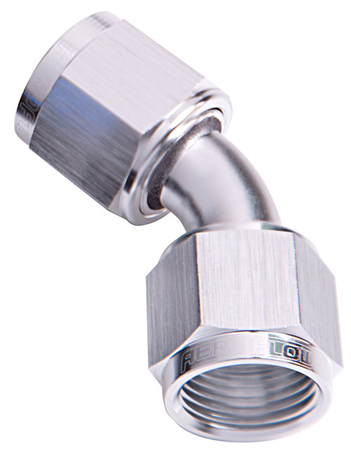 Aeroflow 45 Deg Female Flare -6AN Silver Swivel Union