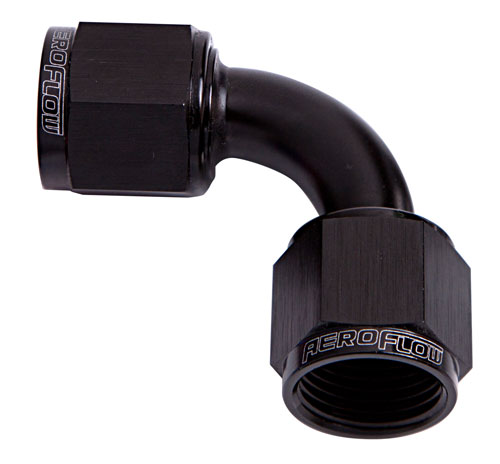 Aeroflow 90 Deg Female Flare -8AN Black Swivel Union