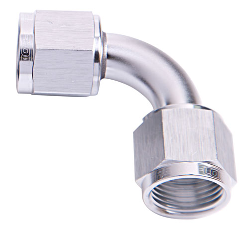 Aeroflow 90 Deg Female Flare -8AN Silver Swivel Union