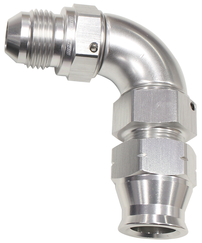 Aeroflow 5/16" Tube 90 Deg Male -6AN Silver Swivel Nut With Olive