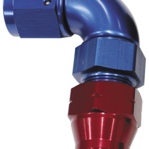 Aeroflow 1/4" Tube 90 Deg Female -4AN Blue Swivel Nut With Olive
