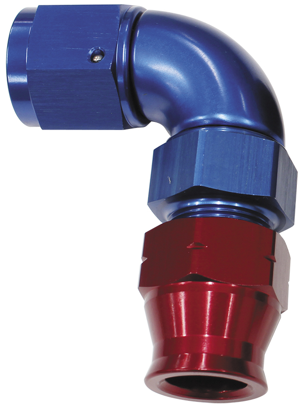 Aeroflow 5/16" Tube 90 Deg Female -6AN Blue Swivel Nut With Olive