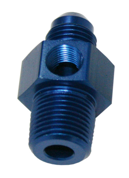AEROFLOW MALE 1/4"NPT TO -6AN 1/8" PORTBLUE 1/4" TO -6AN 1/8" PORT