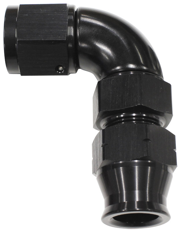 Aeroflow 3/8" Tube 90 Deg Female -6AN Black Swivel Nut With Olive