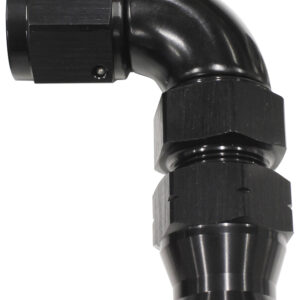 Aeroflow 5/8" Tube 90 Deg Female -10AN Black Swivel Nut With Olive