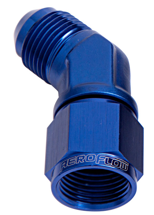 Aeroflow 45 Deg Female - Male -4AN Blue Swivel Nut