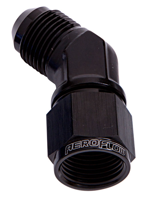 Aeroflow 45 Deg Female - Male -6AN Black Swivel Nut