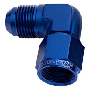 Aeroflow 90 Deg Female - Male -4AN Blue Swivel Nut