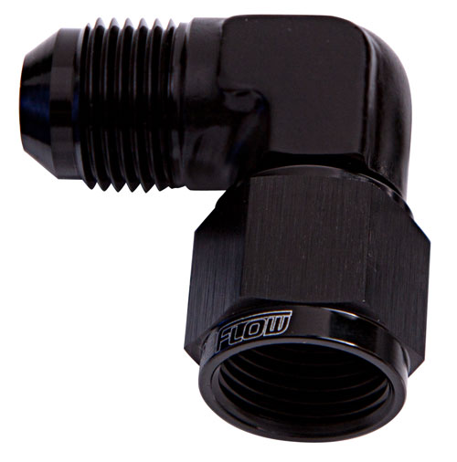Aeroflow 90 Deg Female - Male -12AN Black Swivel Nut