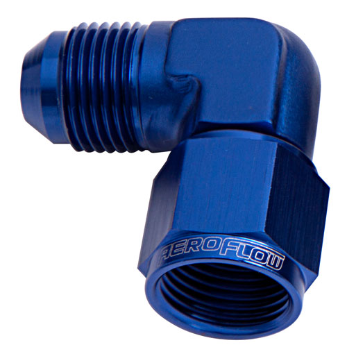 Aeroflow 90 Deg Female - Male -16AN Blue Swivel Nut