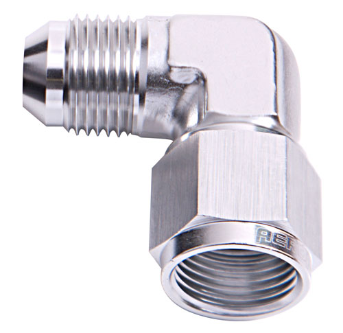 Aeroflow 90 Deg Female - Male -16AN Silver Swivel Nut