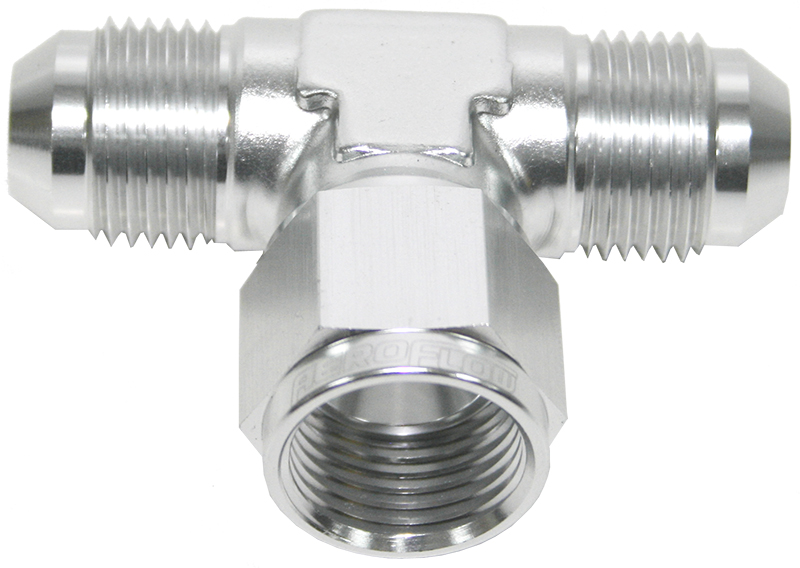 AEROFLOW AN TEE -3AN FEMALE NUT SILVER SWIVEL NUT ON SIDE