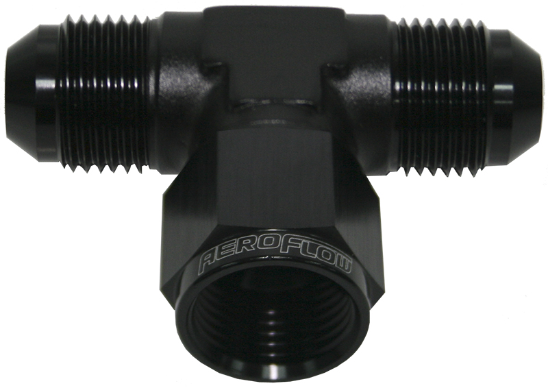Aeroflow AN Tee -6AN Female Nut Black Swivel Nut On Side