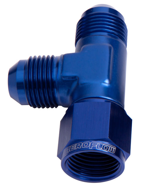 AEROFLOW TEE -6AN FEMALE SWIVEL ON RUN BLUE SWIVEL NUT