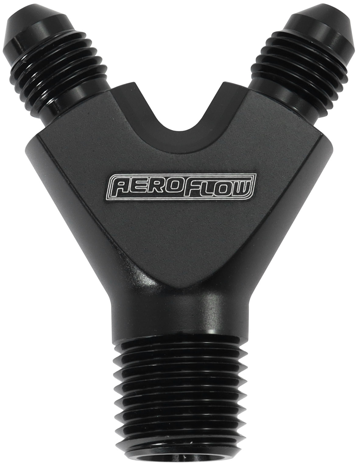 AEROFLOW 1/8" NPT Y BLOCK TO 2 x -3AN MALE FITTINGS NITROUS NOS BLAC
