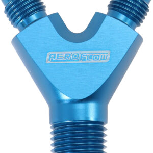 AEROFLOW 1/4" NPT Y BLOCK TO 2 x -3AN MALE FITTINGS NITROUS NOS BLUE