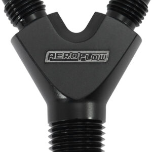 AEROFLOW 1/4" NPT Y BLOCK TO 2 x -3AN MALE FITTINGS NITROUS NOS BLAC